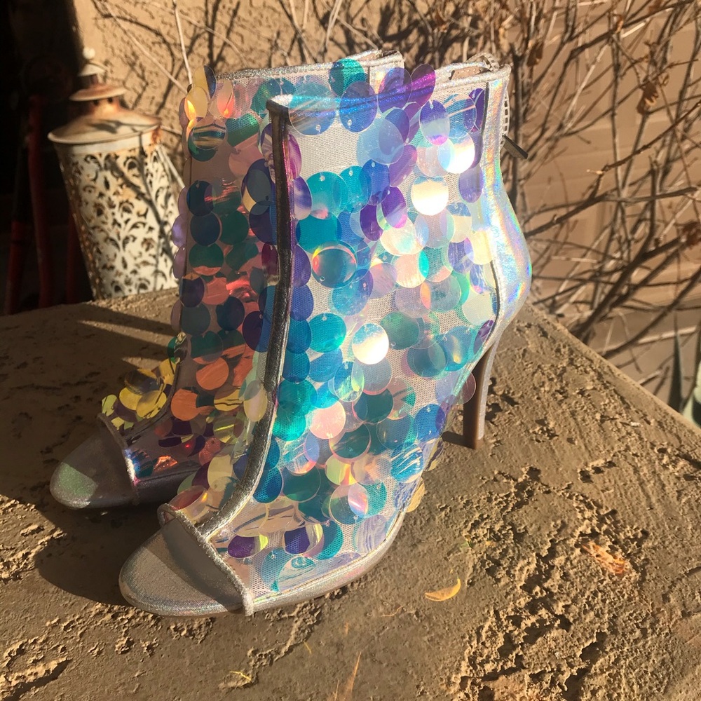 Jessica Simpson sequin heels Sz 8